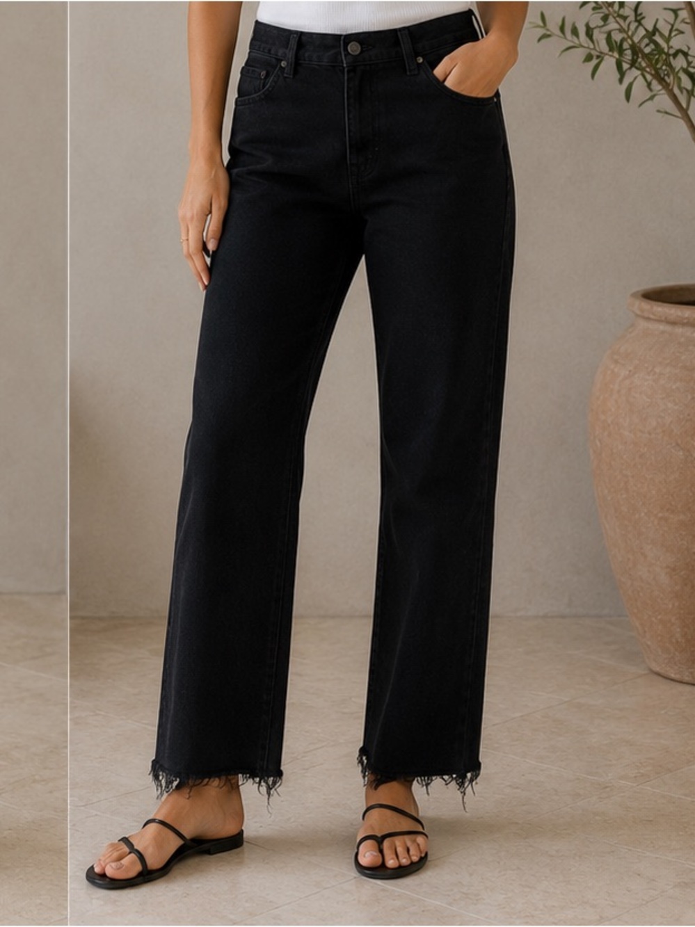 PAIGE Black Denim Waistband with Branded Label